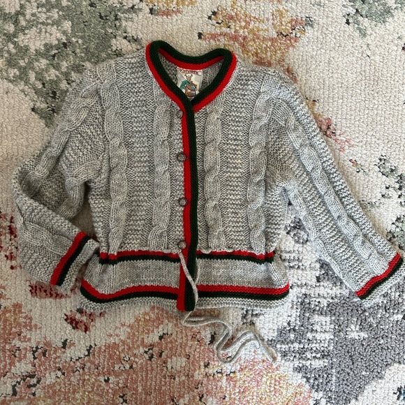 Vintage Vollmer Modell Toddler Girl Knot Sweater Italy Polyacryl Wool